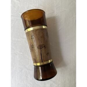 1 Vintage 1960's Siesta Ware Highball Glass - Amber Glass, Wood, Western Theme